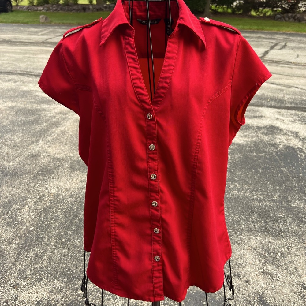 Millenium Women’s Red Button Down Top.